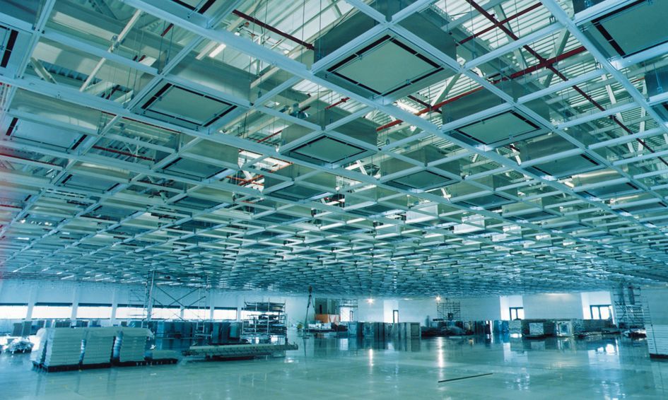 Cleanroom ceiling grid layout